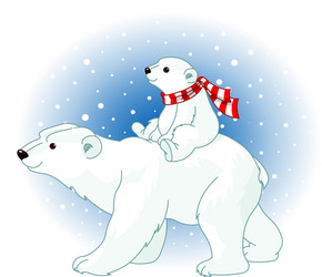 polar bear mom and baby vector image