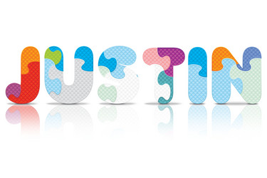 justin written with alphabet puzzle vector image