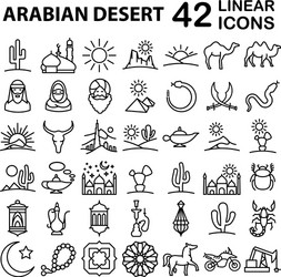 arabian desert icon set vector image