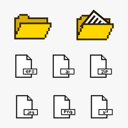 folder and file icon pixel art set vector image