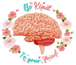 poster design with human brain and flowers vector image