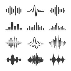 audio music waves icon set vector image