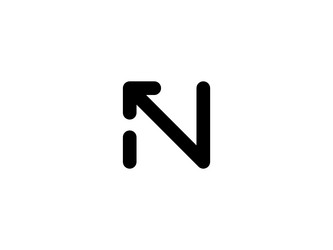 minimal letter n arrow logo design vector image