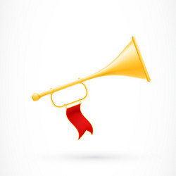 trumpet with red flag vector image