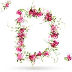 floral letter d for your design vector image