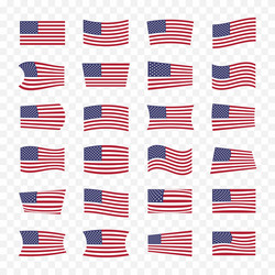 usa flags set with different bending effects vector image