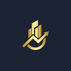 building business arrow gold logo vector image