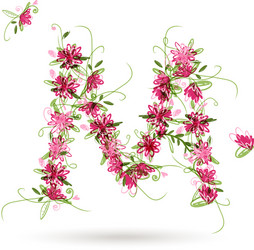 floral letter m for your design vector image