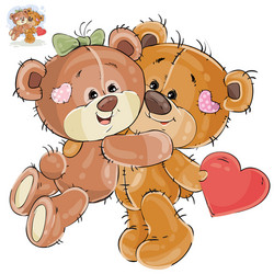 loving brown teddy bear hides behind his vector image