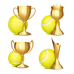 tennis game award set ball golden vector image