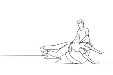 continuous one line drawing physiotherapy vector image