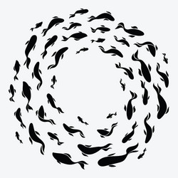 school of fish a group silhouette swim vector image