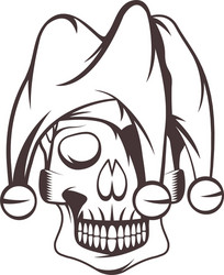 skull in jester cap design template vector image