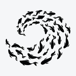 school of fish a group silhouette swim vector image