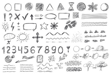 geometric shapes mega set elements in hand drawn vector image