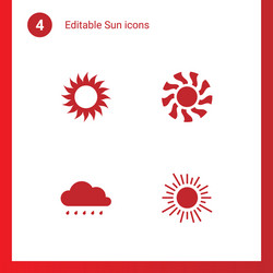 4 sun icons vector image