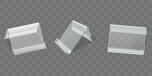 angled plastic table display realistic set vector image