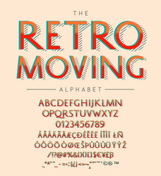 retro moving font and alphabet with numbers vector image