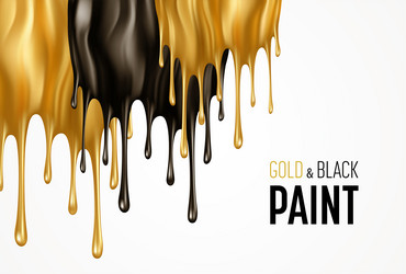 realistic gold and black paint drips isolated vector image