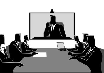 business men and women having teleconference vector image