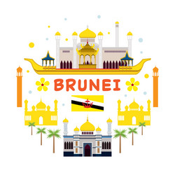 brunei travel and attraction label vector image