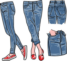 woman jeans denim clothes vector image