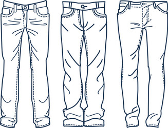 drawing blue jeans outline jean mens vector image