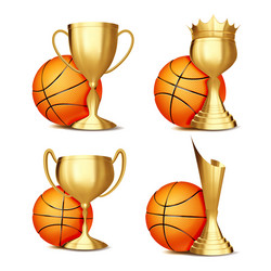 basketball game award set ball vector image