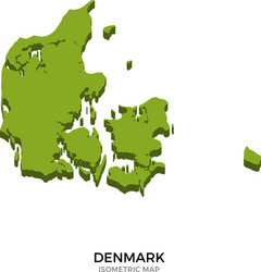 isometric map of denmark detailed vector image