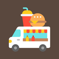 fast food truck flat style icon vector image