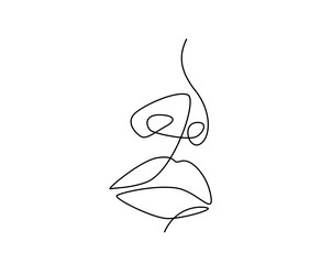 one continuous line drawing of mouth and lips vector image