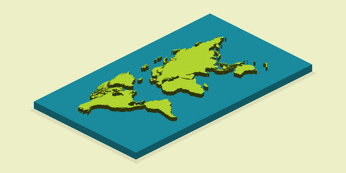 3d earth map in isometric design with shadow vector image