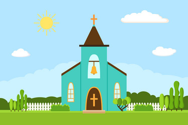 church icon flat summer landscape vector image