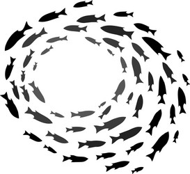 shoal of fish school ocean silhouettes vector image