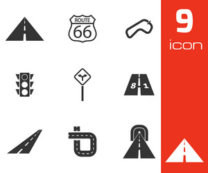 black road icons set vector image