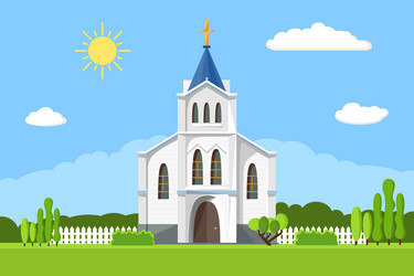 church icon flat summer landscape vector image