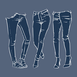 fashionable skinny denim jeans clip art vector image