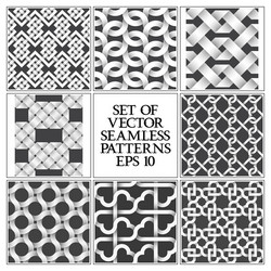 set of monochrome seamless patterns swatches vector image