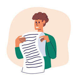 young man inspecting text searching information vector image