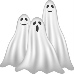 three ghosts in white design with face vector image