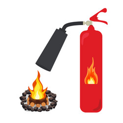 fire extinguisher put out a bonfire vector image