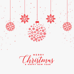 lovely merry christmas white card with red vector image