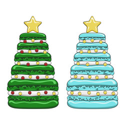 christmas tree made of dessert macaroons vector image