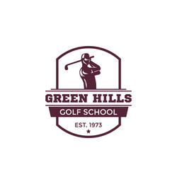 golf school logo emblem with golfer vector image