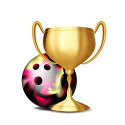 bowling award ball golden cup vector image