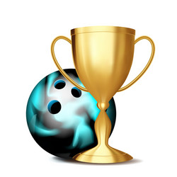 bowling award ball golden cup vector image