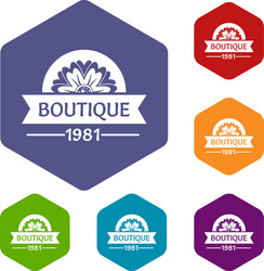 flower boutique icons hexahedron vector image