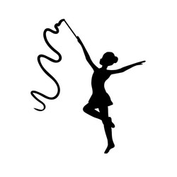 girl gymnastic sport silhouette sportswoman ribbon vector image