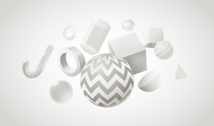 abstract background design with 3d white geometric vector image