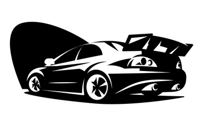 black tuning sports car business card template vector image